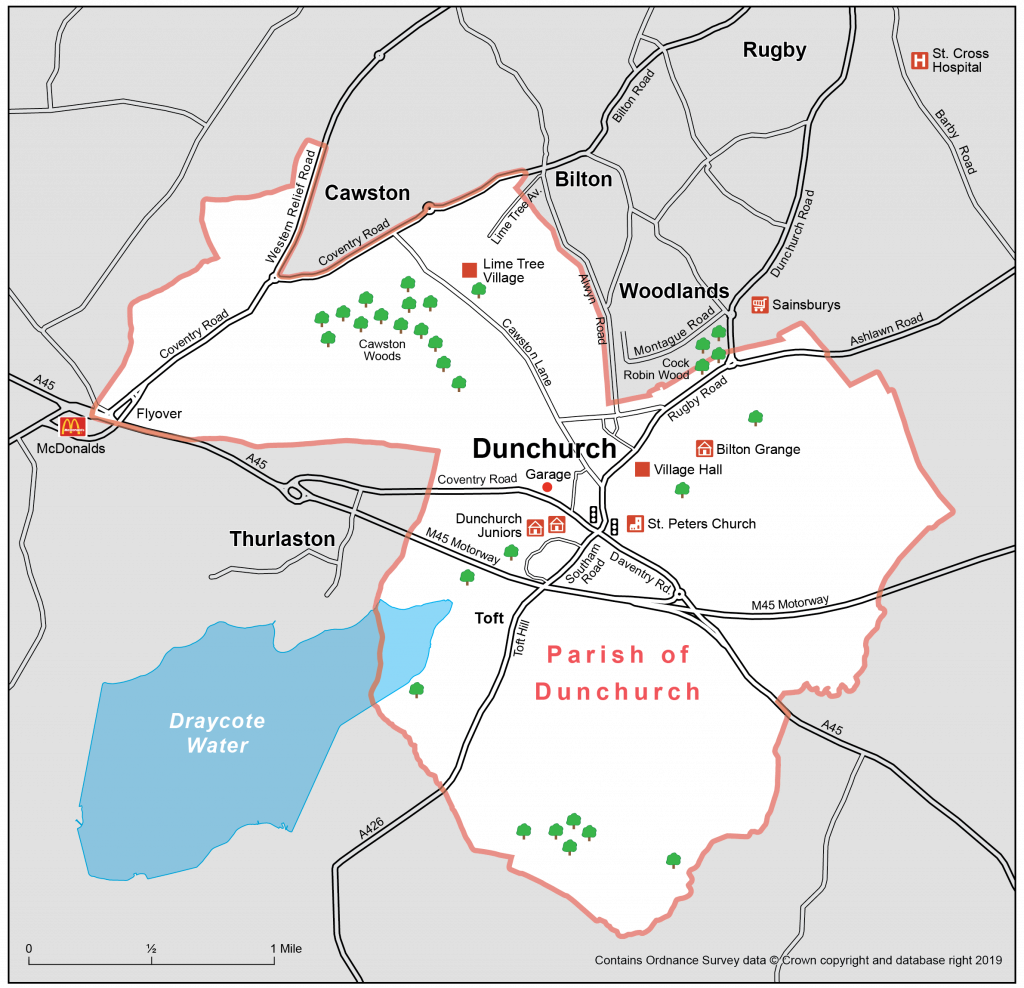 Map of Dunchurch Neighbourhood Plan extents